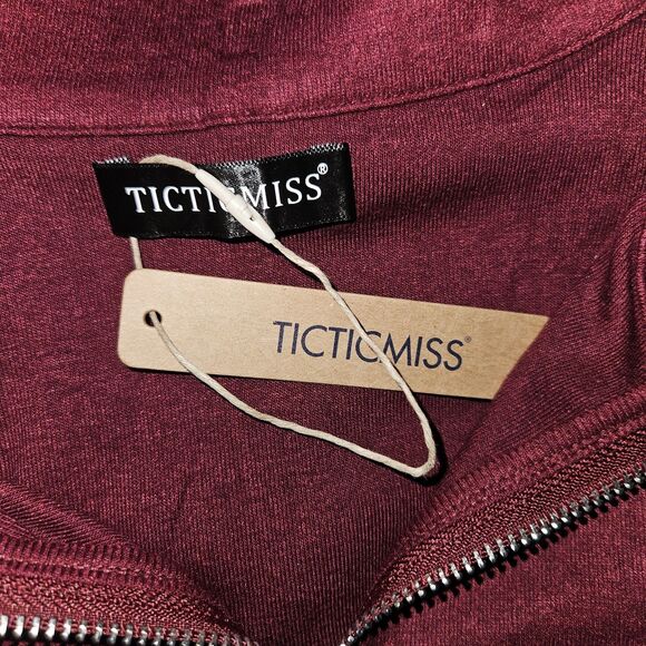 Ticticmiss Womens M Maroon M Sweatshirt Half Zip Pullover Tops New - Picture 4 of 5